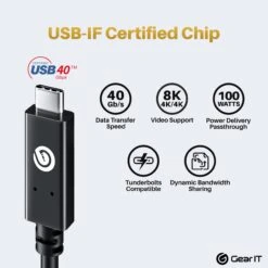 USB-IF Certified USB4 40Gbps Data 100W Charging, 8K 4K 1080P Video Support, Compatible With USB-C, Thunderbolt 3 And Thunderbolt 4 2.6FT(Gearit Usb If Certified Usb4 40gbps Data 100w Charging 8k 4k 1080p Video Support Compatible With Usb C Thunderbolt 3 And Thunderbolt 4 2 6ft) 11 USB-IF Certified USB4 40Gbps Data 100W Charging, 8K 4K 1080P Video Support, Compatible With USB-C, Thunderbolt 3 And Thunderbolt 4 2.6FT(Gearit Usb If Certified Usb4 40gbps Data 100w Charging 8k 4k 1080p Video Support Compatible With Usb C Thunderbolt 3 And Thunderbolt 4 2 6ft) -GEARit Store GI USB4 BK FT 5 3