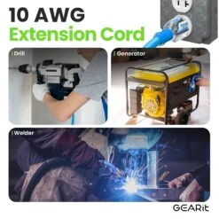 10/3 Outdoor Extension Cord 100 Feet Triple Outlet - SJEOW - Extreme Weather Resistant - 10 Gauge 3 Prong, Blue(Gearit Extension Cord 100 Feet 10 3 3 Triple Outlet Ultra Heavy Duty Sjeow Extreme Weather Outdoor Indoor 10 Gauge 3 Prong Led Lighted Plug Oil Resistant Rubber Jacket) 17 10/3 Outdoor Extension Cord 100 Feet Triple Outlet - SJEOW - Extreme Weather Resistant - 10 Gauge 3 Prong, Blue(Gearit Extension Cord 100 Feet 10 3 3 Triple Outlet Ultra Heavy Duty Sjeow Extreme Weather Outdoor Indoor 10 Gauge 3 Prong Led Lighted Plug Oil Resistant Rubber Jacket) -GEARit Store GI SJEOW 100FT BL 7