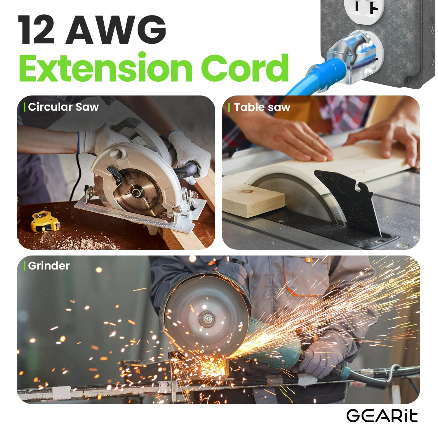 12/3 SJEOW Heavy Duty Outdoor Extension Cord 3 Outlet, 100 Feet(Gearit Extension Cord 100 Feet 12 3 Extra Heavy Duty 3 Triple Outlet Sjeow Extreme Weather Outdoor Indoor 12 Gauge 3 Prong Led Lighted Plug Oil Resistant Rubber Jacket) 8 12/3 SJEOW Heavy Duty Outdoor Extension Cord 3 Outlet, 100 Feet(Gearit Extension Cord 100 Feet 12 3 Extra Heavy Duty 3 Triple Outlet Sjeow Extreme Weather Outdoor Indoor 12 Gauge 3 Prong Led Lighted Plug Oil Resistant Rubber Jacket) - Image 8