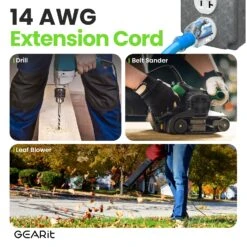 14/3 Outdoor Extension Cord 100 Feet - SJEOW - Extreme Weather Resistant - 14 Gauge 3 Prong, Blue(Gearit Extension Cord 100 Feet 14 3 Heavy Duty Sjeow Extreme Weather Outdoor Indoor 14 Gauge 3 Prong Led Lighted Plug Oil Resistant Rubber Jacket) -GEARit Store GI SJEOW 100FT BL 7.2