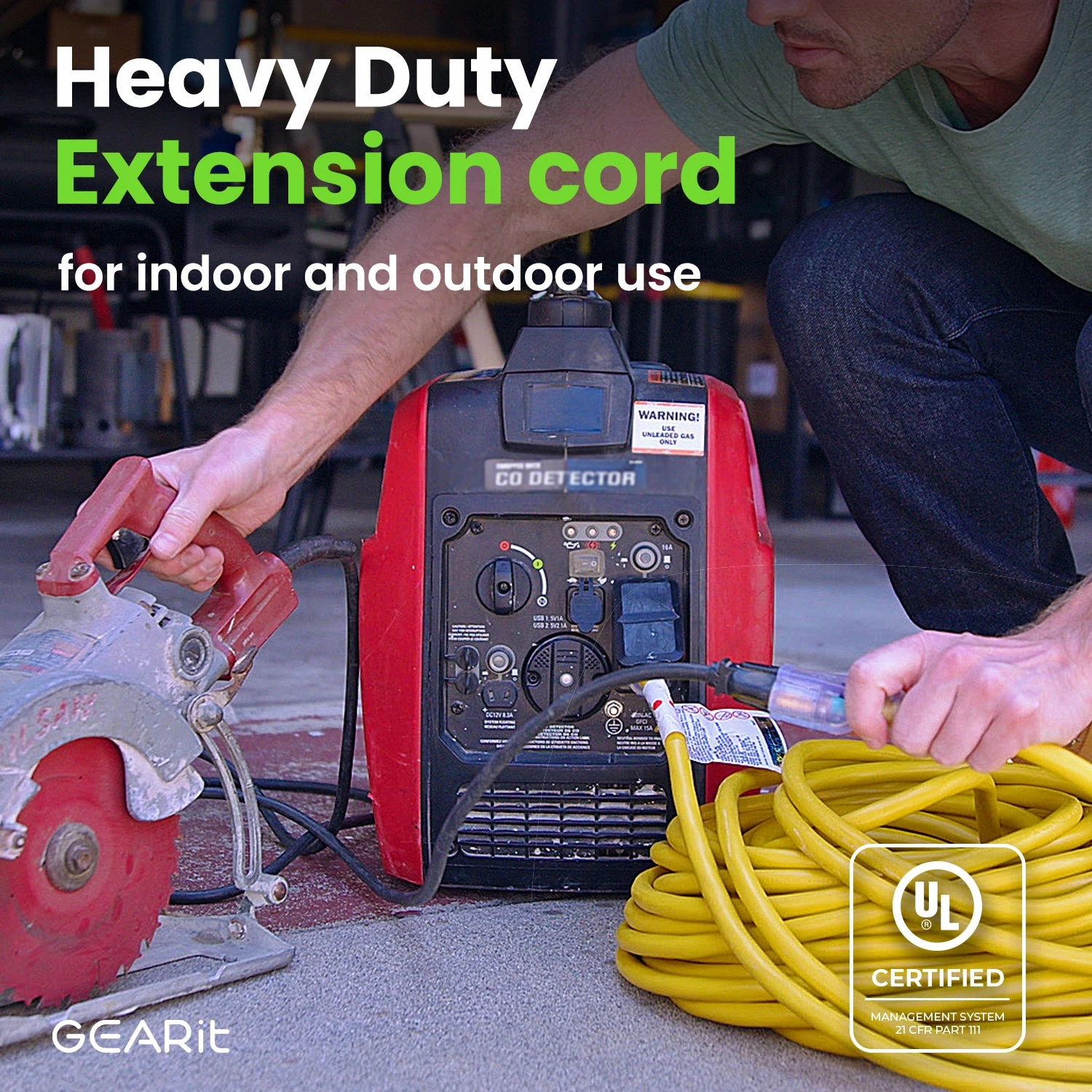 12/3 SJTW Outdoor Extension Cord Yellow, 100 Feet(Gearit Extension Cord 12 3 100 Feet Extra Heavy Duty Sjtw With Lighted End For Outdoor Indoor All Purpose Weather Resistant 12 Gauge 3 Prong Extension Great For Contractor Garden And Appliances) 2 12/3 SJTW Outdoor Extension Cord Yellow, 100 Feet(Gearit Extension Cord 12 3 100 Feet Extra Heavy Duty Sjtw With Lighted End For Outdoor Indoor All Purpose Weather Resistant 12 Gauge 3 Prong Extension Great For Contractor Garden And Appliances) - Image 2