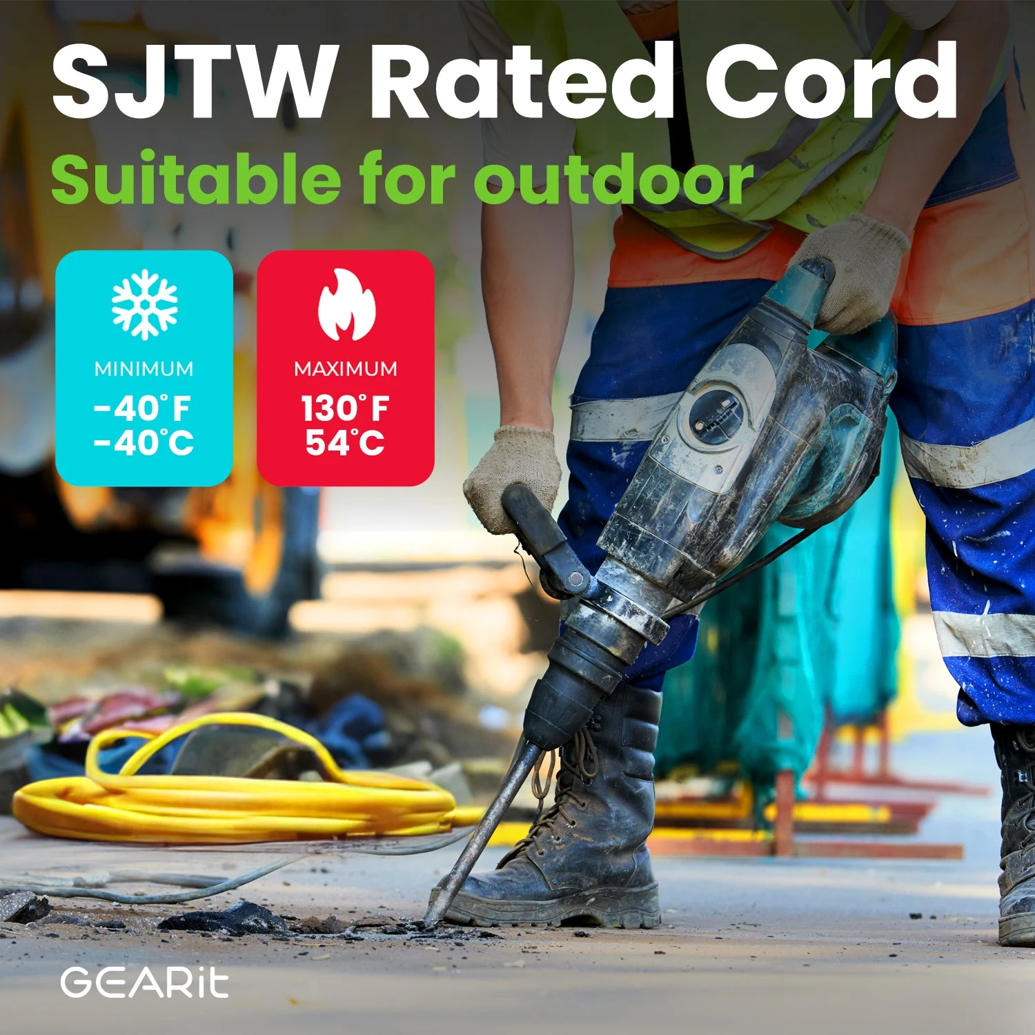 10/3 Outdoor Extension Cord 100 Feet - SJTW - Weather Resistant - 10 Gauge 3 Prong, Yellow(Gearit Extension Cord 10 3 100 Feet Ultra Heavy Duty Sjtw With Lighted End For Outdoor Indoor All Purpose Weather Resistant 10 Gauge 3 Prong Extension Great For Contractor Garden And Appliances) 5 10/3 Outdoor Extension Cord 100 Feet - SJTW - Weather Resistant - 10 Gauge 3 Prong, Yellow(Gearit Extension Cord 10 3 100 Feet Ultra Heavy Duty Sjtw With Lighted End For Outdoor Indoor All Purpose Weather Resistant 10 Gauge 3 Prong Extension Great For Contractor Garden And Appliances) - Image 5