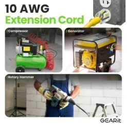 10/3 Outdoor Extension Cord 100 Feet - SJTW - Weather Resistant - 10 Gauge 3 Prong, Yellow(Gearit Extension Cord 10 3 100 Feet Ultra Heavy Duty Sjtw With Lighted End For Outdoor Indoor All Purpose Weather Resistant 10 Gauge 3 Prong Extension Great For Contractor Garden And Appliances) 17 10/3 Outdoor Extension Cord 100 Feet - SJTW - Weather Resistant - 10 Gauge 3 Prong, Yellow(Gearit Extension Cord 10 3 100 Feet Ultra Heavy Duty Sjtw With Lighted End For Outdoor Indoor All Purpose Weather Resistant 10 Gauge 3 Prong Extension Great For Contractor Garden And Appliances) -GEARit Store GI SJTW 100FT YL 7