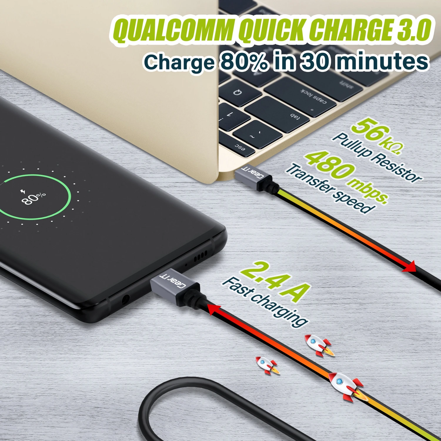 USB-C To USB-A Cable(Gearit Usb C Cable Usb Type C To Usb A 2 0 Male Fast Charging Usb Type C To Type A Compatible Ipad Pro 2018 Macbook Samsung S10 S10 S9 Note 9 Nintendo Switch And More) 3 USB-C To USB-A Cable(Gearit Usb C Cable Usb Type C To Usb A 2 0 Male Fast Charging Usb Type C To Type A Compatible Ipad Pro 2018 Macbook Samsung S10 S10 S9 Note 9 Nintendo Switch And More) - Image 3