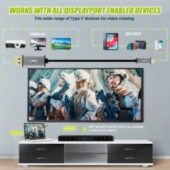USB-C To DisplayPort Cable, [Thunderbolt 3 Port Compatible] USB Type-C, 4K@60Hz(Gearit Usb C To Displayport Cable Thunderbolt 3 Port Compatible Usb Type C 4k 60hz Compatible For Macbook Pro 2018 2017 Macbook Air Ipad Pro 2018 Surface Book 2 And More) -GEARit Store TYPEC Dp 8