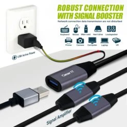 Active USB 3.0 Extension Cable With Signal Booster, Black(Gearit Active Usb Extension Cable 50 Feet With Signal Booster Cable Usb 3 0 Black) -GEARit Store USB3.0 Extension 5