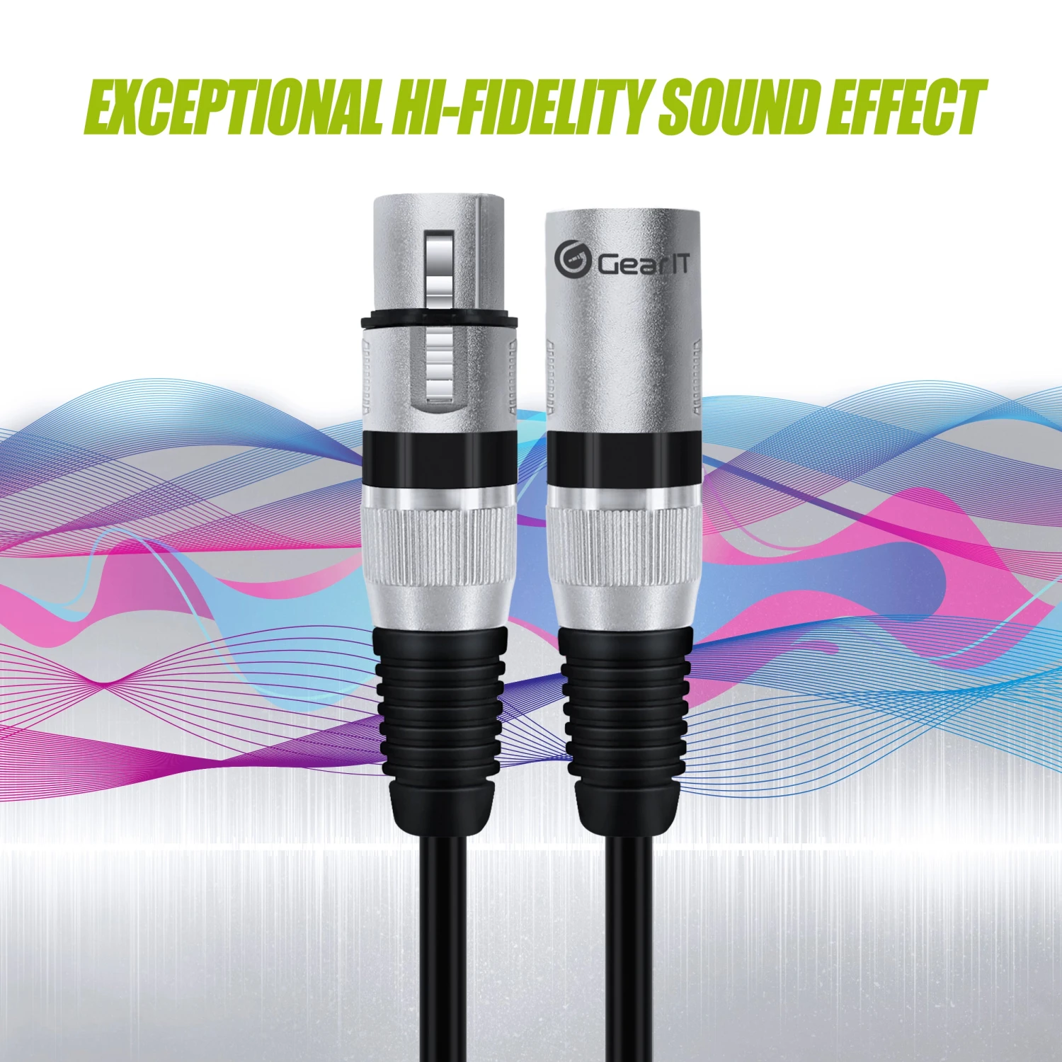 XLR Extension Cable (Male To Female), Black(Gearit Xlr Male To Female Microphone Extension Cable Black) 2 XLR Extension Cable (Male To Female), Black(Gearit Xlr Male To Female Microphone Extension Cable Black) - Image 2