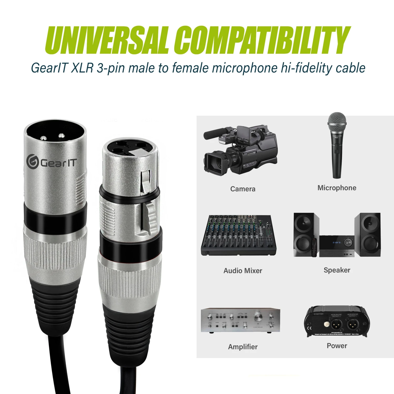 XLR Extension Cable (Male To Female), Black(Gearit Xlr Male To Female Microphone Extension Cable Black) 6 XLR Extension Cable (Male To Female), Black(Gearit Xlr Male To Female Microphone Extension Cable Black) - Image 6