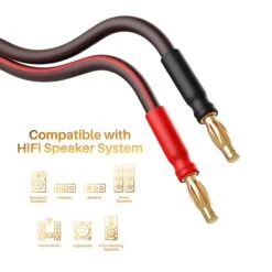 2-Pack 14 AWG Speaker Cable With Banana Plugs Banana Wire For Bi-Wire Bi-Amp HiFi Surround Sound, Brown(Gearit 2 Pack 14 Awg Speaker Cable With Banana Plugs Banana Wire For Bi Wire Bi Amp Hifi Surround Sound Brown) 12 2-Pack 14 AWG Speaker Cable With Banana Plugs Banana Wire For Bi-Wire Bi-Amp HiFi Surround Sound, Brown(Gearit 2 Pack 14 Awg Speaker Cable With Banana Plugs Banana Wire For Bi Wire Bi Amp Hifi Surround Sound Brown) -GEARit Store a 6