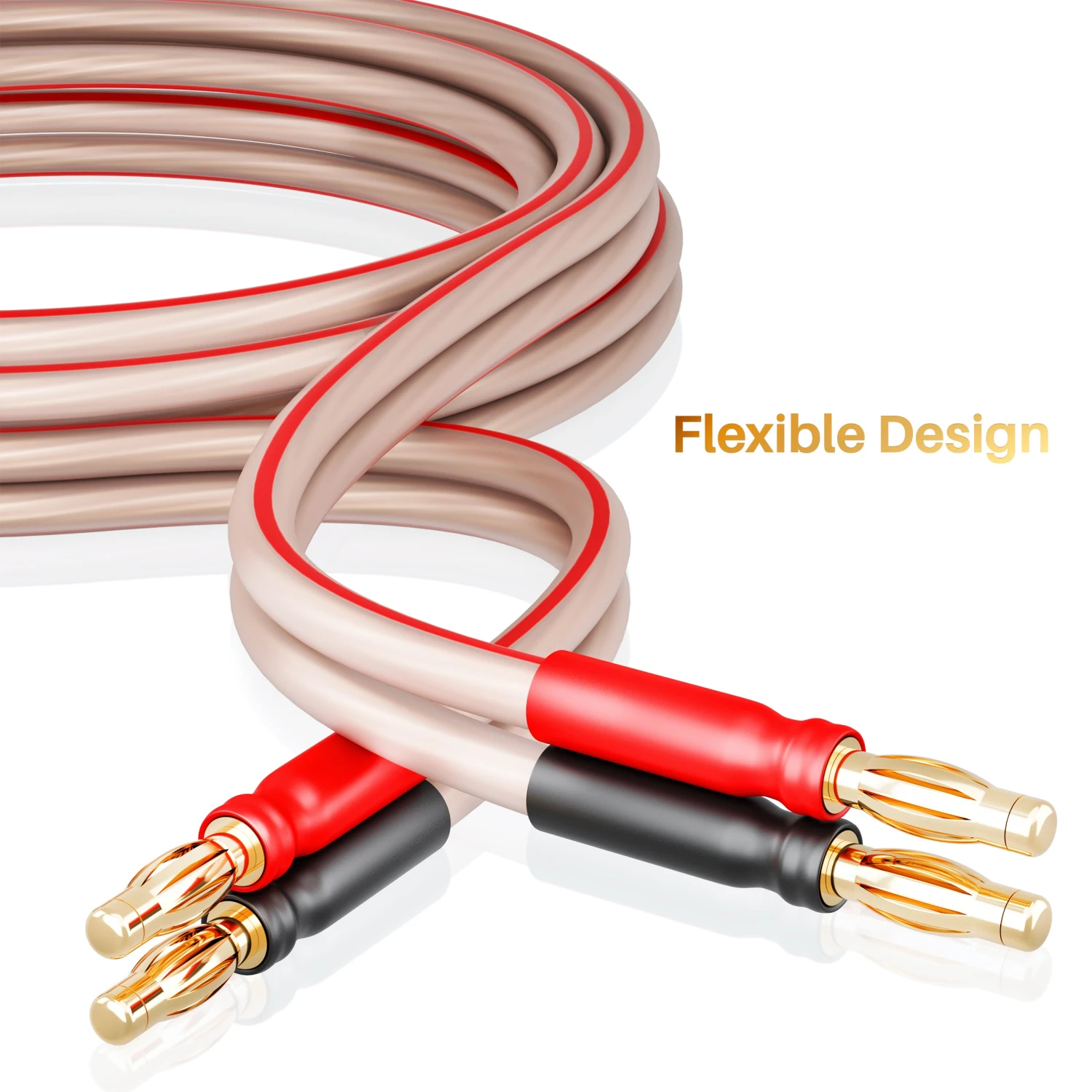 2-Pack 14 AWG Speaker Cable With Banana Plugs Banana Wire For Bi-Wire Bi-Amp HiFi Surround Sound, Clear(Gearit 2 Pack 14 Awg Speaker Cable With Banana Plugs Banana Wire For Bi Wire Bi Amp Hifi Surround Sound Clear) 2 2-Pack 14 AWG Speaker Cable With Banana Plugs Banana Wire For Bi-Wire Bi-Amp HiFi Surround Sound, Clear(Gearit 2 Pack 14 Awg Speaker Cable With Banana Plugs Banana Wire For Bi Wire Bi Amp Hifi Surround Sound Clear) - Image 2