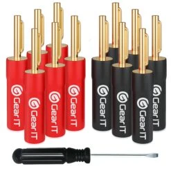 6 Pairs Pin Type PVC Speaker Banana Plugs(Copy Of Gearit Speaker Banana Plugs Flex Pin Plug Type For For Spring Loaded Terminals Gold Plated Connectors 6 Pair 12 Pieces)