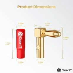 6 Pairs Right Angle Pin Type Speaker Banana Plugs(Gearit Speaker Banana Plugs 90 Degree Pin Plug Type Pvc Insulated Gold Plated Connectors 6 Pair 12 Pieces) -GEARit Store gi bp90 pvc 6pk 5