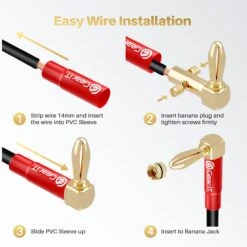 6 Pairs Right Angle Pin Type Speaker Banana Plugs(Gearit Speaker Banana Plugs 90 Degree Pin Plug Type Pvc Insulated Gold Plated Connectors 6 Pair 12 Pieces) -GEARit Store gi bp90 pvc 6pk 6