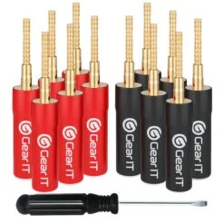 6 Pairs Flex Pin Type Speaker Banana Plugs(Gearit Speaker Banana Plugs Speaker Connector Pin Plug Type Pvc Insulated Gold Plated Connectors 6 Pair 12 Pieces)