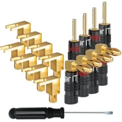 4 Pairs Right Angle Spade Plugs Adapter, 2 Pairs Banana Plugs And Right Angle Banana Plugs(Gearit 4 Pairs Right Angle Spade Plugs Adapter 2 Pairs Banana Plugs And Right Angle Banana Plugs 8 Pairs 16 Pieces)