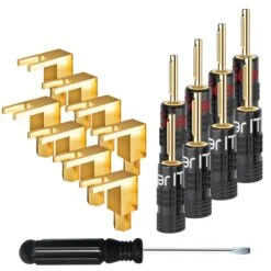 4 Pairs Banana Plugs And 4 Pairs Right Angle Spade Banana Plugs(Gearit 4 Pairs Banana Plugs And 4 Pairs Right Angle Spade Plugs Spade To Banana Plug Adapter 8 Pairs 16 Pieces)