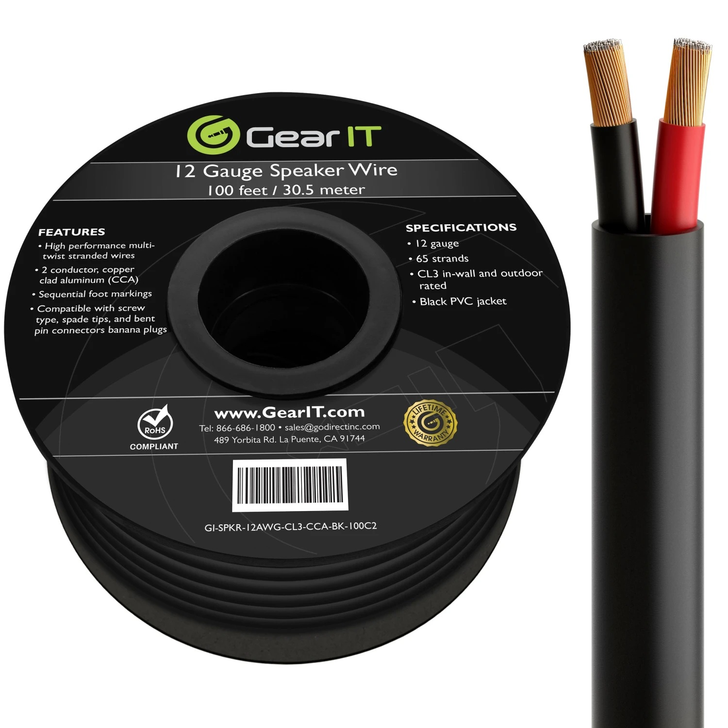 12/2 Outdoor Speaker Wire 12 Gauge CCA - CL3 Rated For Direct Burial In Ground(Gearit 12 2 Outdoor Speaker Wire 12 Gauge Cca Cl3 Rated For Direct Burial In Ground) 1 12/2 Outdoor Speaker Wire 12 Gauge CCA - CL3 Rated For Direct Burial In Ground(Gearit 12 2 Outdoor Speaker Wire 12 Gauge Cca Cl3 Rated For Direct Burial In Ground)